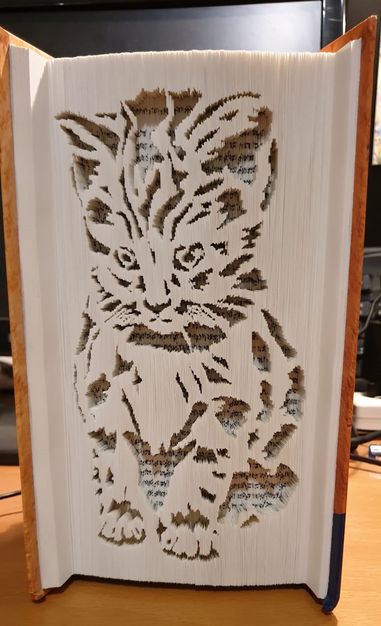 Vintage Cat 3D Book Art - Custom Hand-Folded Sculpture