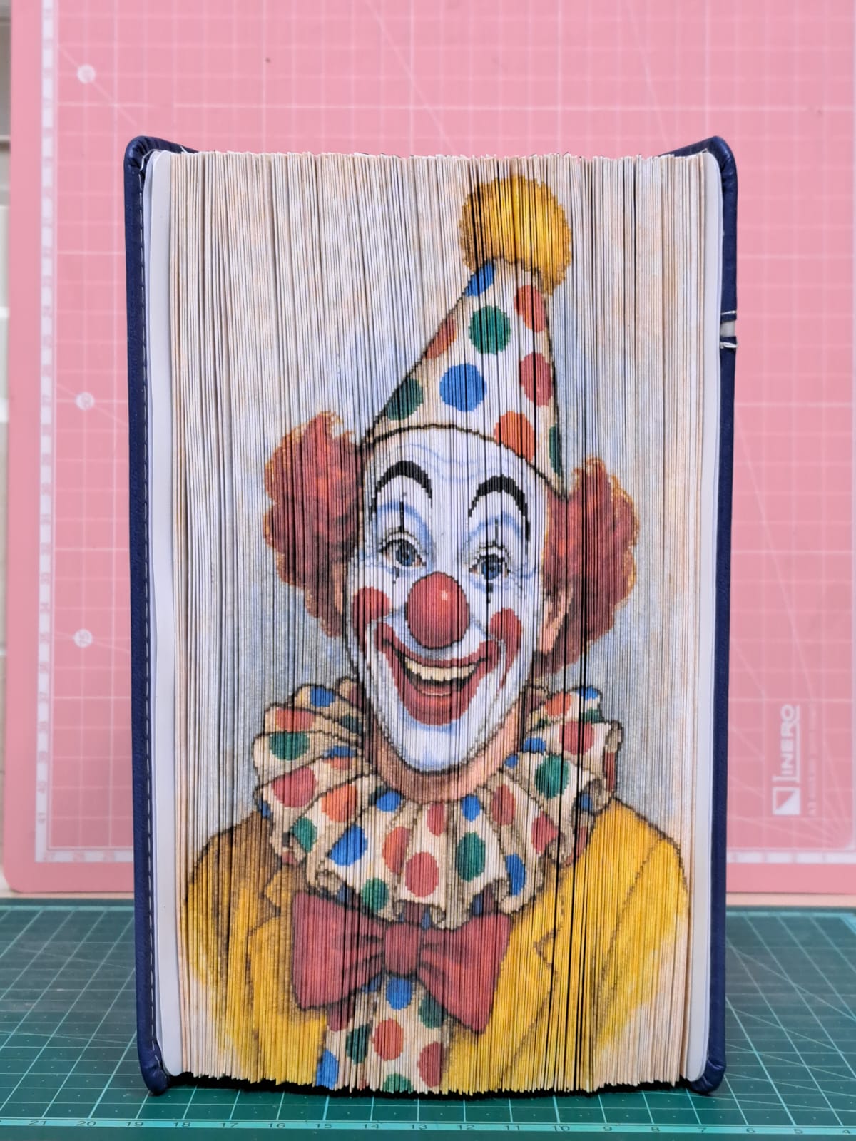 Vintage Clown 3D Book Art - Custom Hand-Folded Sculpture